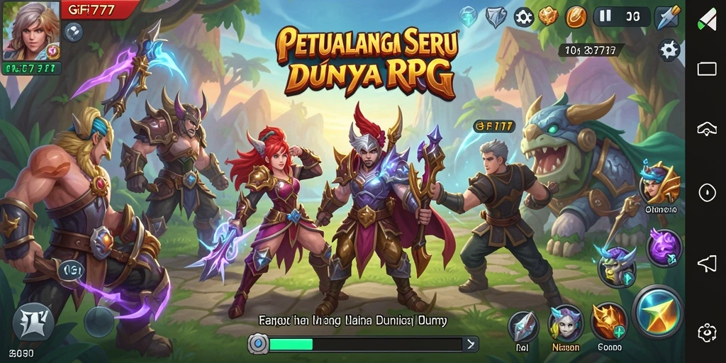 Tampilan gameplay GF777 menampilkan pertarungan yang mendebarkan dalam dunia RPG.