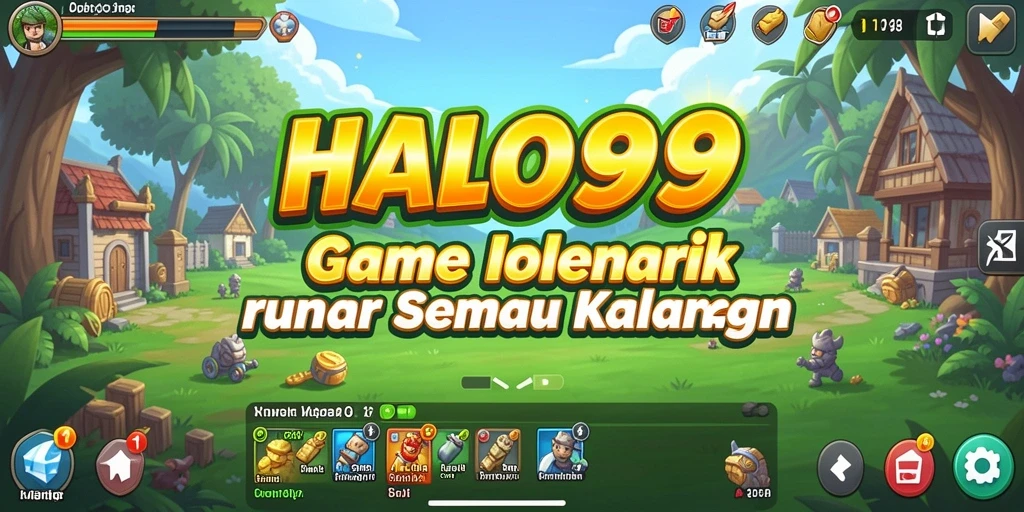 Tangkapan layar gameplay HALO99 menampilkan kemajuan dalam permainan Idle.